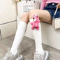 Strawberry Bear Doll Plush Socks – Cute Kawaii Fashion Socks (Mid Tube & Calf Length, White & Black Variants)