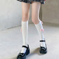 Pearl Flower Calf Socks for Women – White & Black | Cute Embroidered Socks with Pearls