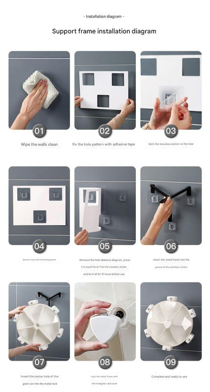 Step-by-step installation diagram for a support frame