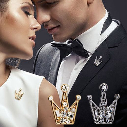 Royal Crown Brooch Pin – Luxury Crystal Lapel Pin (Pointed Crown)