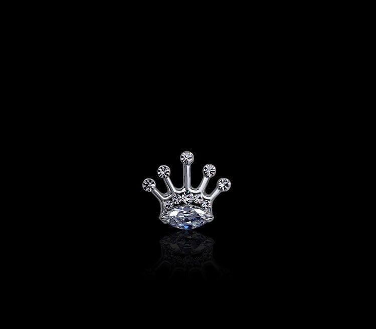 Regal Crown Brooch Pin – Crystal Lapel Pin (Navette Center)