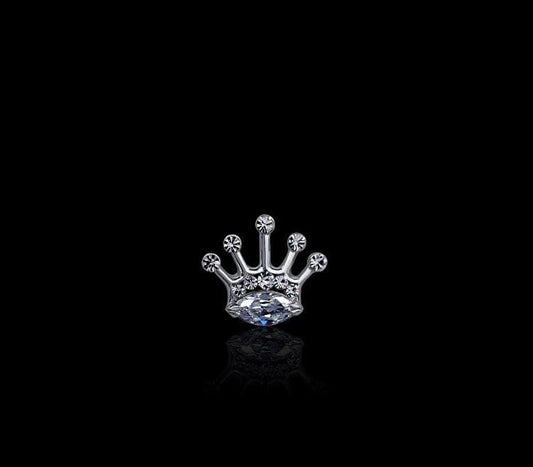 Regal Crown Brooch Pin – Crystal Lapel Pin (Navette Center)