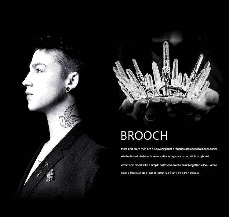 Royal Crown Brooch Pin – Luxury Crystal Lapel Pin (Pointed Crown)