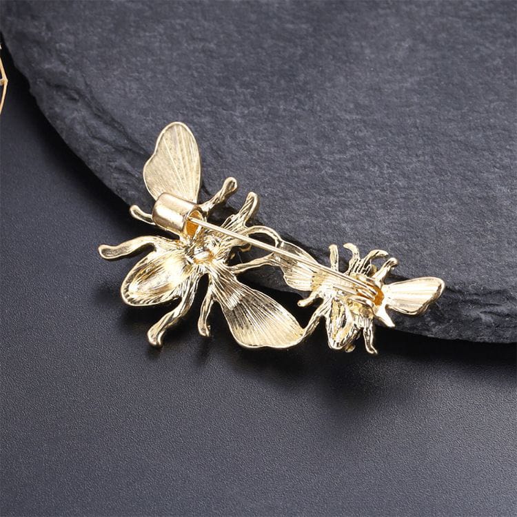 Bee Rhinestone Brooch Pin – Elegant Gold & Crystal Insect Jewelry for Women, Men & Gifts
