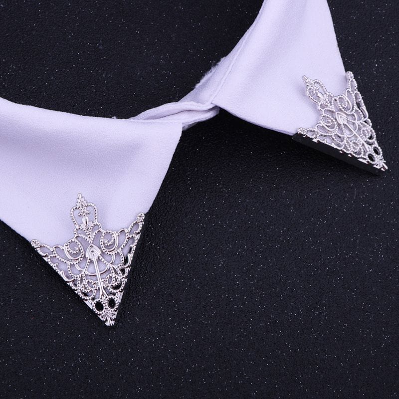 Vintage Metal Collar Tips – Retro Filigree Shirt Collar Clips for Men & Women