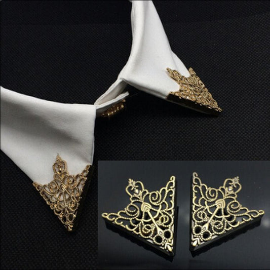 Vintage Metal Collar Tips – Retro Filigree Shirt Collar Clips for Men & Women