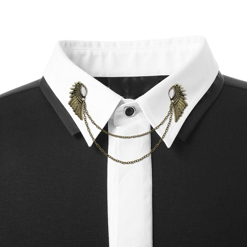 Vintage Wing Chain Collar Brooch Pin – Angel Wing Lapel Chain for Men & Women Shirts, Suits & Sweaters
