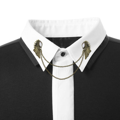 Vintage Wing Chain Collar Brooch Pin – Angel Wing Lapel Chain for Men & Women Shirts, Suits & Sweaters