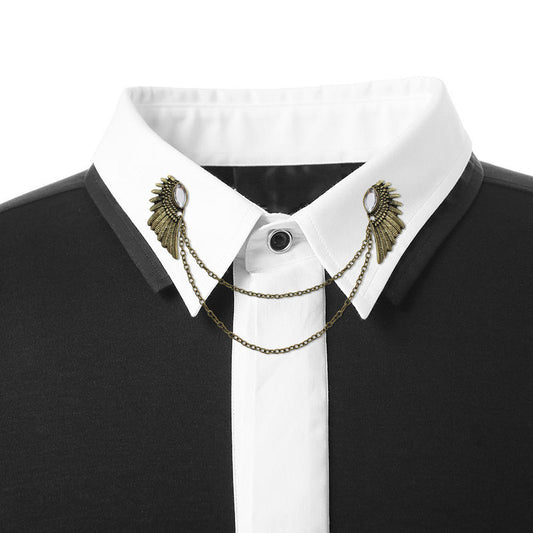 Vintage Wing Chain Collar Brooch Pin – Angel Wing Lapel Chain for Men & Women Shirts, Suits & Sweaters