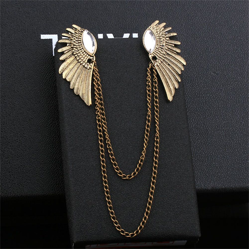 Vintage Wing Chain Collar Brooch Pin – Angel Wing Lapel Chain for Men & Women Shirts, Suits & Sweaters