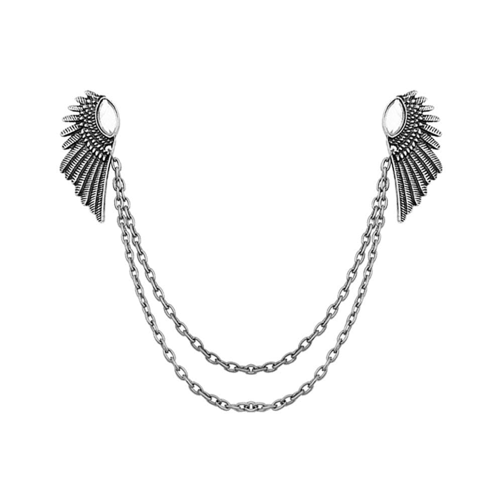 Vintage Wing Chain Collar Brooch Pin – Angel Wing Lapel Chain for Men & Women Shirts, Suits & Sweaters