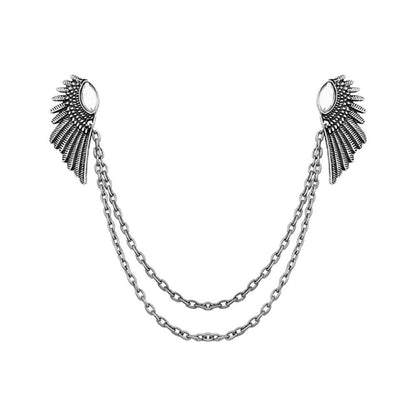Vintage Wing Chain Collar Brooch Pin – Angel Wing Lapel Chain for Men & Women Shirts, Suits & Sweaters