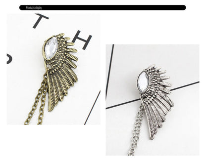 Vintage Wing Chain Collar Brooch Pin – Angel Wing Lapel Chain for Men & Women Shirts, Suits & Sweaters