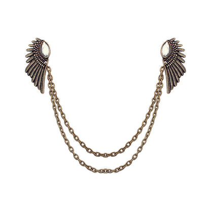 Vintage Wing Chain Collar Brooch Pin – Angel Wing Lapel Chain for Men & Women Shirts, Suits & Sweaters
