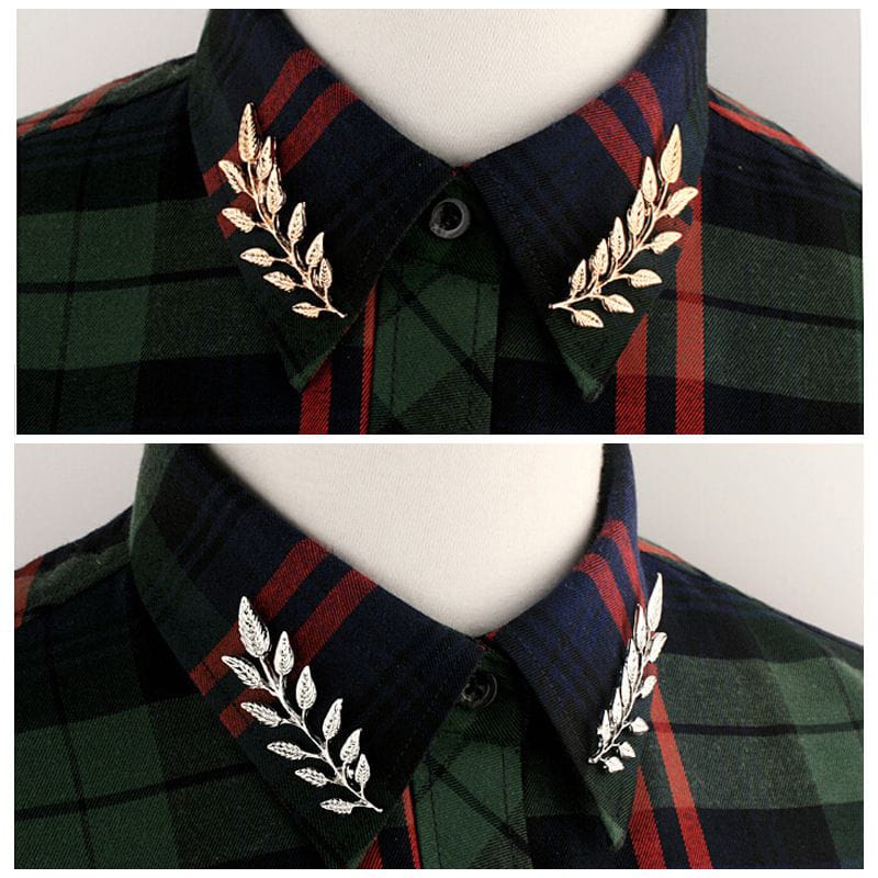 Elegant Leaf Collar Pin Brooch – Vintage Shirt Collar Clips