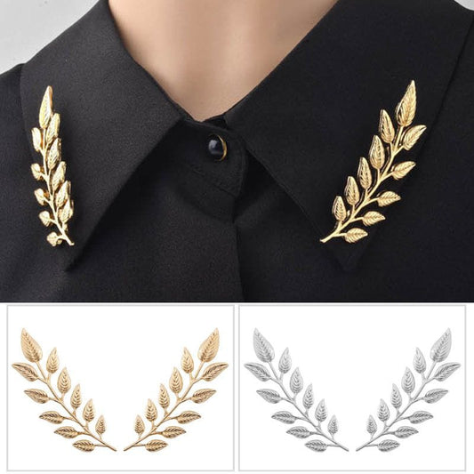 Elegant Leaf Collar Pin Brooch – Vintage Shirt Collar Clips