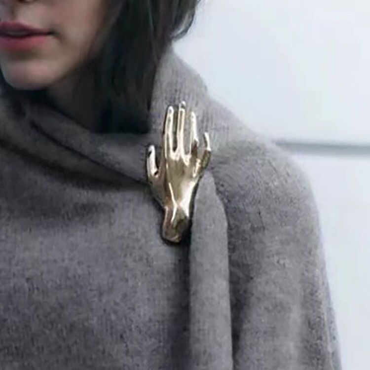 Elegant Hand Brooch Pin - Unique Gold & Silver Hand Gesture Lapel Pin