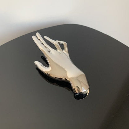 Elegant Hand Brooch Pin - Unique Gold & Silver Hand Gesture Lapel Pin