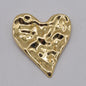 Chunky Heart Brooch Pin - Modern Gold & Silver Textured Lapel Pin
