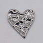 Chunky Heart Brooch Pin - Modern Gold & Silver Textured Lapel Pin