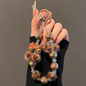 Leopard Ball Bow Keychain Phone Case with Transparent Clip – Cute, Stylish & Protective