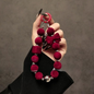 Wine Red Bow Beaded Keychain Phone Case with Transparent Clip – Stylish & Protective