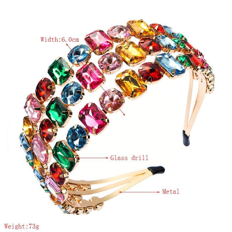 Luxury Three Row Black & White Crystal Headband – Elegant Rhinestone Hair Accessory