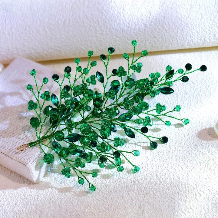 Crystal Branch Hair Accessory – Green, Red, Blue & Silver Elegant Bridal Hairpiece