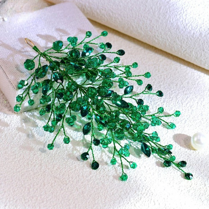 Crystal Branch Hair Accessory – Green, Red, Blue & Silver Elegant Bridal Hairpiece