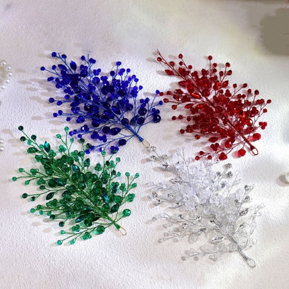 Crystal Branch Hair Accessory – Green, Red, Blue & Silver Elegant Bridal Hairpiece