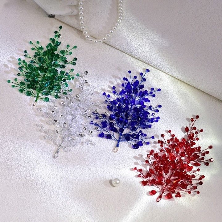Crystal Branch Hair Accessory – Green, Red, Blue & Silver Elegant Bridal Hairpiece