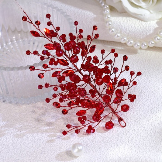 Crystal Branch Hair Accessory – Green, Red, Blue & Silver Elegant Bridal Hairpiece