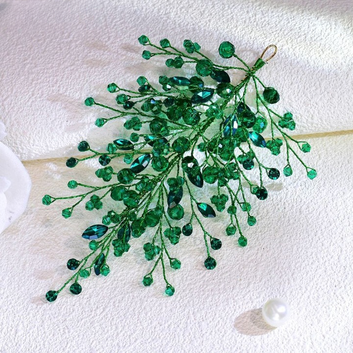 Crystal Branch Hair Accessory – Green, Red, Blue & Silver Elegant Bridal Hairpiece