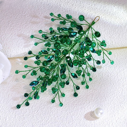 Crystal Branch Hair Accessory – Green, Red, Blue & Silver Elegant Bridal Hairpiece