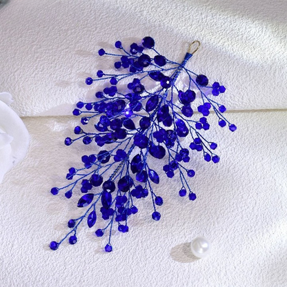 Crystal Branch Hair Accessory – Green, Red, Blue & Silver Elegant Bridal Hairpiece