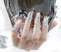 Silver Nail Armor with Free Size Adjustable Rings