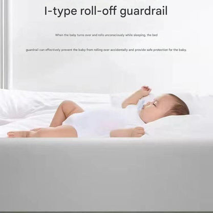 Baby Bed Safety Guard Rail – 1m x 35cm Flannel Bed Fence with Brackets (Powder Pink & Dark Blue) (2 Brackets)