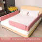 Baby Bed Safety Guard Rail – 1m x 35cm Flannel Bed Fence with Brackets (Powder Pink & Dark Blue) (2 Brackets)