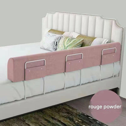 Baby Bed Safety Guard Rail – 1m x 35cm Flannel Bed Fence with Brackets (Powder Pink & Dark Blue) (2 Brackets)