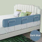 Baby Bed Safety Guard Rail – 1m x 35cm Flannel Bed Fence with Brackets (Powder Pink & Dark Blue) (2 Brackets)