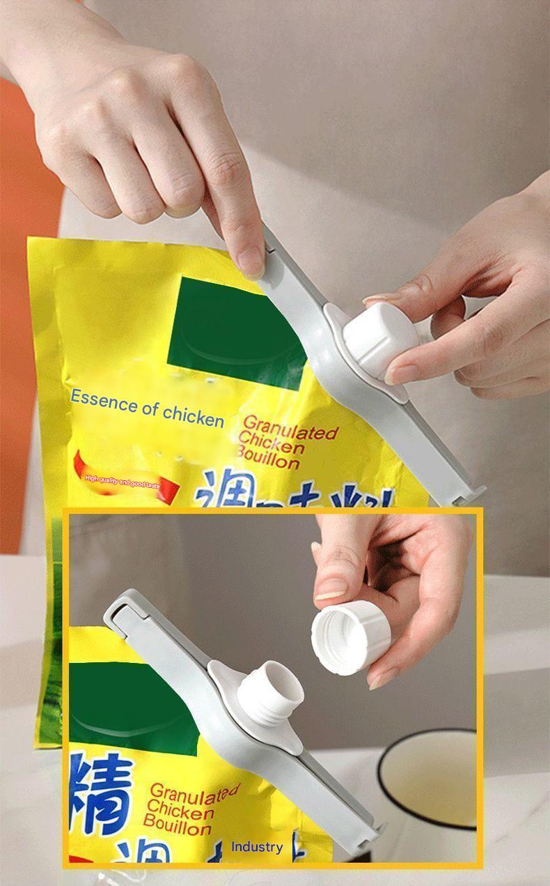 Food Bag Sealing Clip with Pour Spout (Pack of 4) – Airtight Kitchen Storage Clips, White