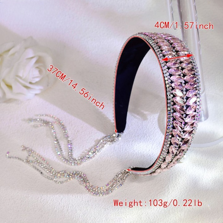 Luxury Shiny Pink Crystal Headband – Rhinestone Hair Accessory for Women & Brides