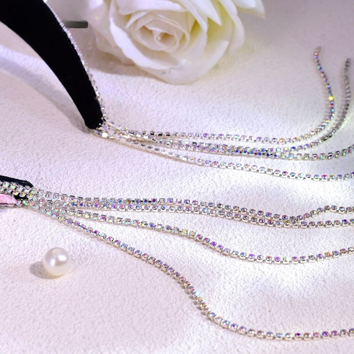 Luxury Shiny Pink Crystal Headband – Rhinestone Hair Accessory for Women & Brides