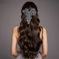 Luxury Crystal Beaded Bow Hairpin – Elegant Rhinestone Hair Clip with Tassel Chains