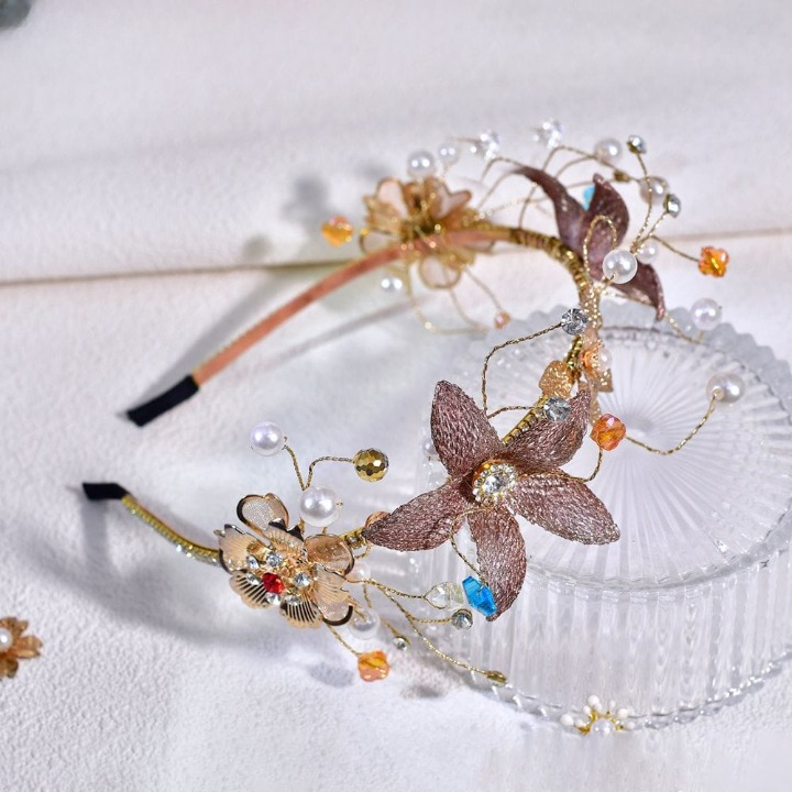 Forest Princess Floral Headband – Crystal Pearl Wedding & Party Hair Accessory