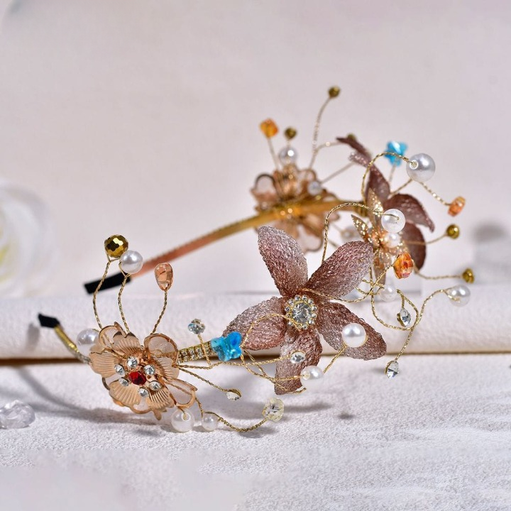 Forest Princess Floral Headband – Crystal Pearl Wedding & Party Hair Accessory