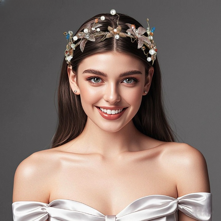 Forest Princess Floral Headband – Crystal Pearl Wedding & Party Hair Accessory