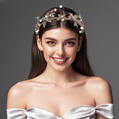 Forest Princess Floral Headband – Crystal Pearl Wedding & Party Hair Accessory