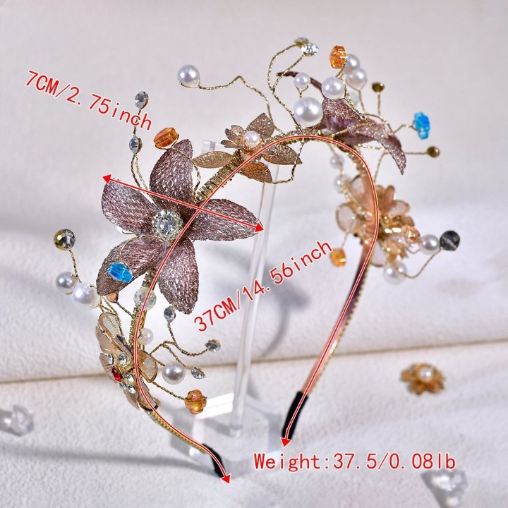 Forest Princess Floral Headband – Crystal Pearl Wedding & Party Hair Accessory