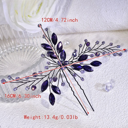 Spring & Summer Crystal Hairpin – Elegant Purple Rhinestone Bridal & Party Hair Accessory